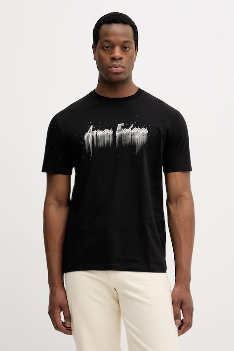 Бавовняна футболка Armani Exchange колір чорний з принтом XM001462 AF10364