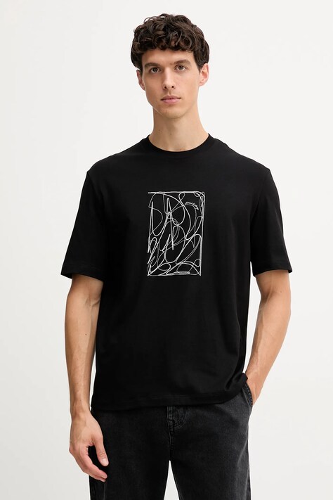 Armani Exchange t-shirt bawełniany męski kolor czarny z aplikacją XM001468 AF10362