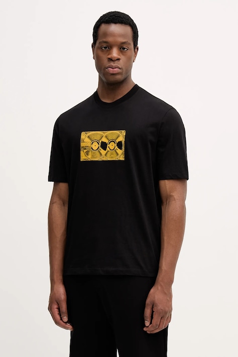 Armani Exchange t-shirt bawełniany męski kolor czarny z nadrukiem XM001469 AF12308