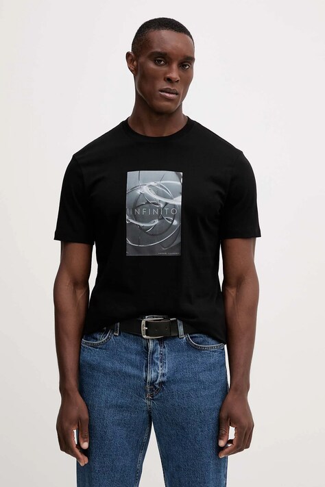 Хлопковая футболка Armani Exchange цвет чёрный с принтом XM001470 AF10362