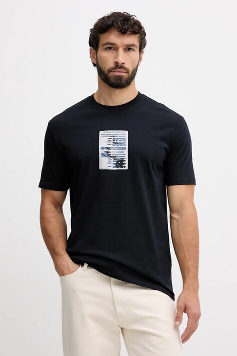 Armani Exchange t-shirt bawełniany męski kolor granatowy z nadrukiem XM001907 AF10362