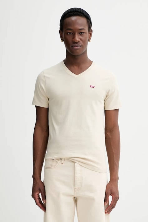 Levi's t-shirt bawełniany męski kolor beżowy gładki 85641