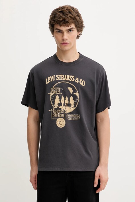 Levi's t-shirt bawełniany męski kolor szary wzorzysty 87373