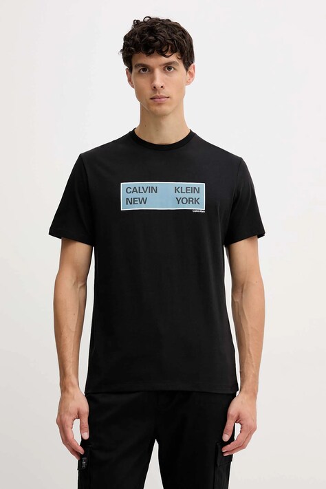 Βαμβακερό μπλουζάκι Calvin Klein Jeans ανδρικό, χρώμα: μαύρο, LV04RD816G