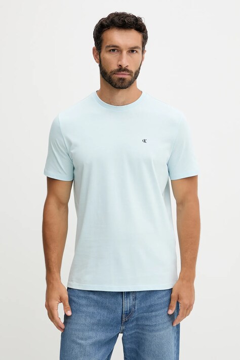 Bavlněné tričko Calvin Klein Jeans pánské, modrá barva, LV04RD254G