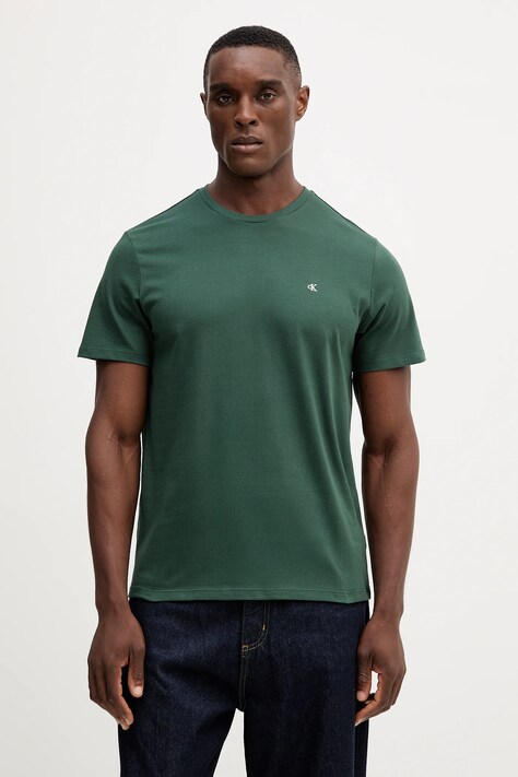 Calvin Klein Jeans t-shirt bawełniany męski kolor zielony gładki LV04RD254G
