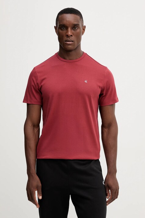 Calvin Klein Jeans t-shirt bawełniany męski kolor czerwony gładki LV04RD254G