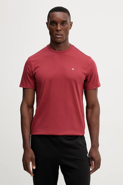 Bavlnené tričko Calvin Klein Jeans pánske, červená farba, jednofarebné, LV04RD254G