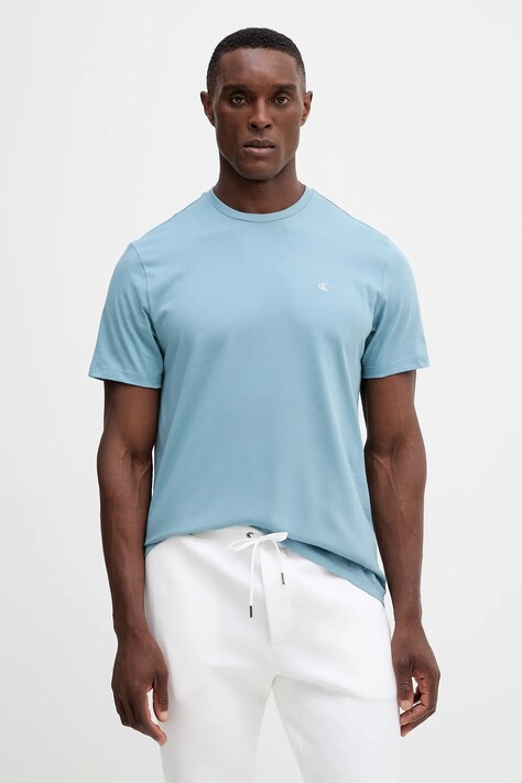 Calvin Klein Jeans t-shirt bawełniany męski kolor niebieski gładki LV04RD254G