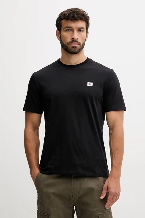 Calvin Klein Jeans tricou din bumbac 2-pack culoarea negru, uni, LV04RD248G