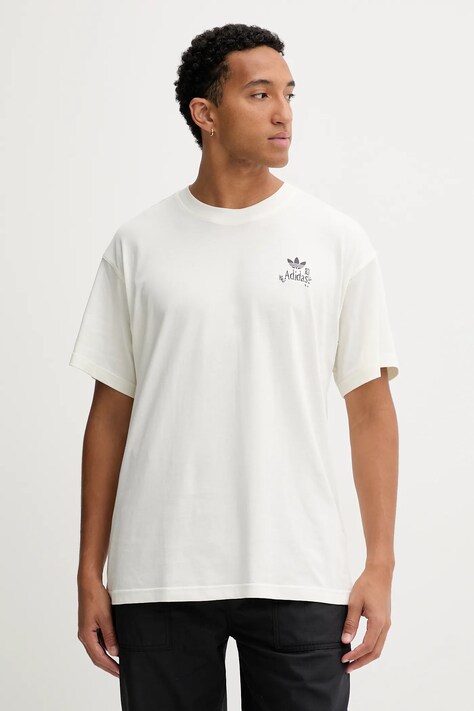 Βαμβακερό μπλουζάκι adidas Originals Supper Club Tee ανδρικό, χρώμα: μπεζ, HY2063