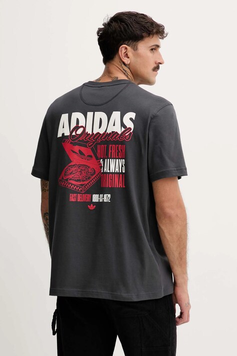 adidas Originals t-shirt bawełniany Pizza Box Tee męski kolor szary z nadrukiem HY2074