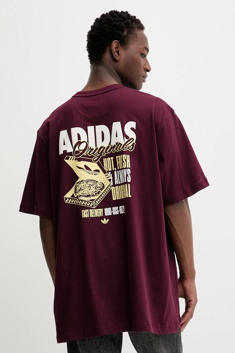 adidas Originals t-shirt bawełniany Pizza Box Tee męski kolor bordowy z nadrukiem HY2075