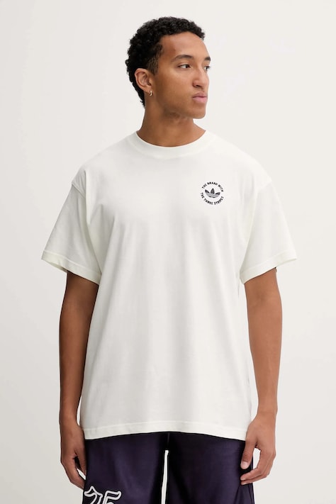 Βαμβακερό μπλουζάκι adidas Originals Camel Treffy ανδρικό, χρώμα: μπεζ, HY2084