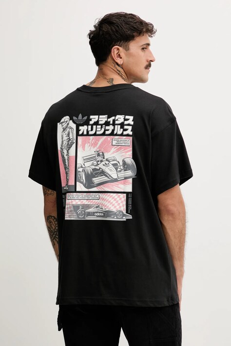 adidas Originals t-shirt JP Racing Manga męski kolor czarny z nadrukiem HY2086