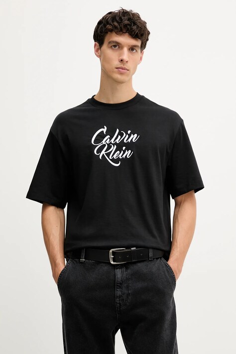 Calvin Klein Jeans t-shirt bawełniany męski kolor czarny z aplikacją LV04RD801G