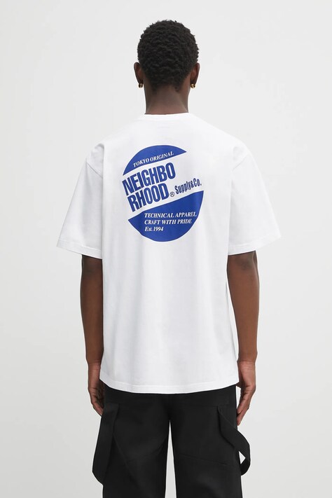 NEIGHBORHOOD t-shirt bawełniany NH . TEE LS-1 męski kolor biały z nadrukiem 251PCNH.ST02