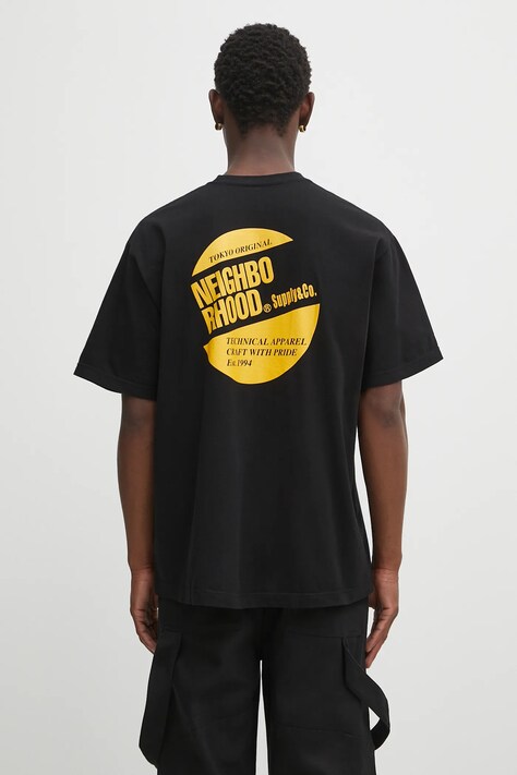 NEIGHBORHOOD t-shirt bawełniany NH . TEE LS-1 męski kolor czarny z nadrukiem 251PCNH.ST02