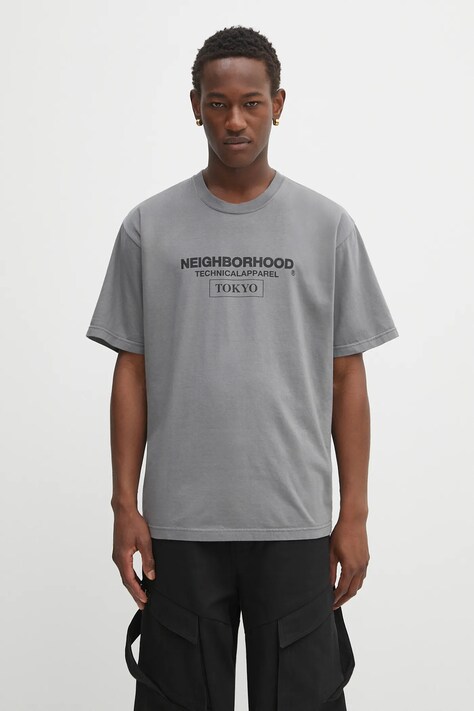 NEIGHBORHOOD t-shirt bawełniany NH . TEE SS-16 męski kolor szary z nadrukiem 251PCNH.ST16