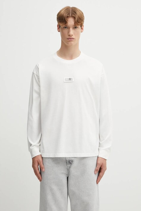 MM6 Maison Margiela longsleeve bawełniany x MM6 Wardro kolor biały gładki SH0GC0034.S24312.101