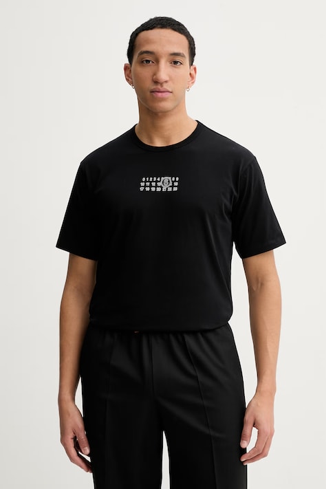 MM6 Maison Margiela cotton t-shirt black color with a print SH0GC0057.S24312.900