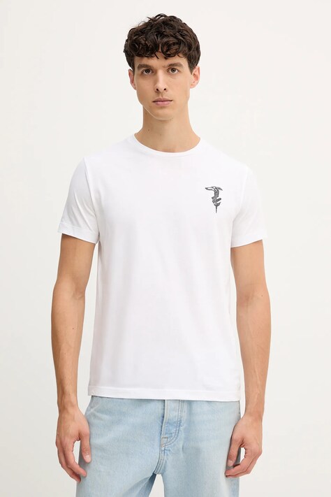 Trussardi tricou din bumbac culoarea alb, cu imprimeu, G0278200050N