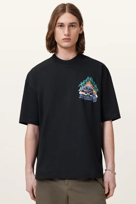 AllSaints t-shirt bawełniany POUNCE męski kolor szary z nadrukiem M050PC