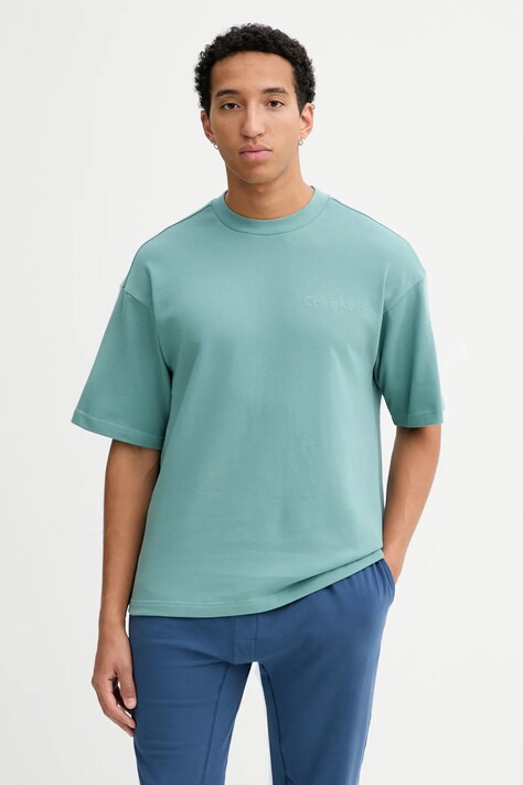 Calvin Klein Underwear t-shirt bawełniany męski kolor turkusowy z aplikacją LV00NM2929