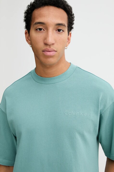 Calvin Klein Underwear t-shirt bawełniany męski kolor turkusowy z aplikacją LV00NM2929