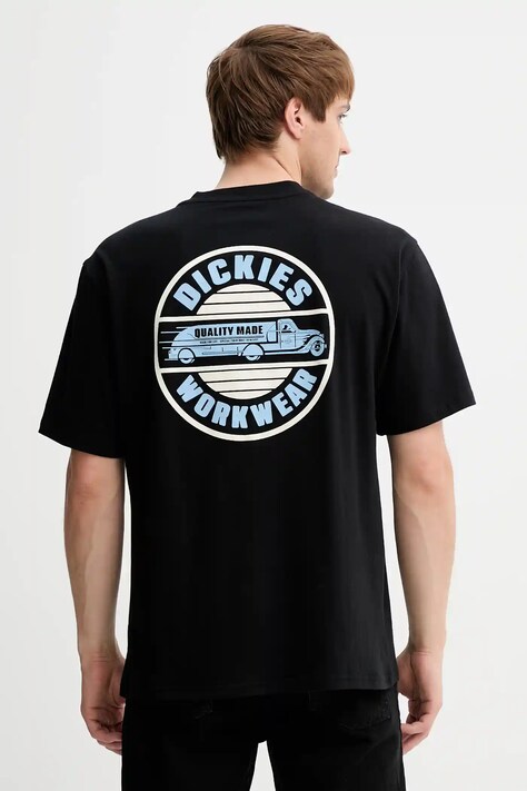 Dickies t-shirt bawełniany męski kolor czarny z nadrukiem DK0A87QL