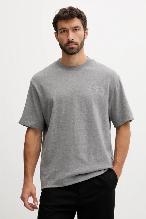 Calvin Klein tricou din bumbac culoarea gri, cu imprimeu, LV04LD224G