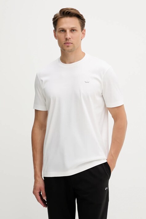 Paul&Shark t-shirt bawełniany Knitwear męski kolor beżowy gładki 15311610