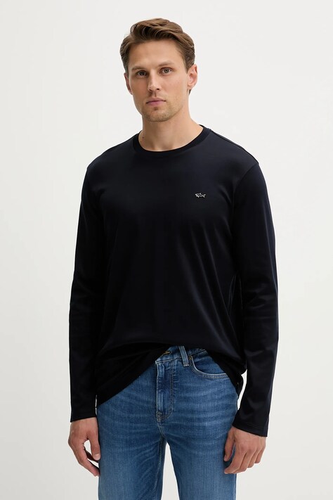 Paul&Shark longsleeve bawełniany Knitwear kolor granatowy gładki 15311611