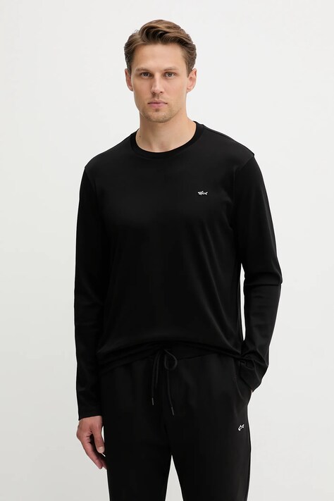 Paul&Shark longsleeve bawełniany Knitwear kolor czarny gładki 15311611