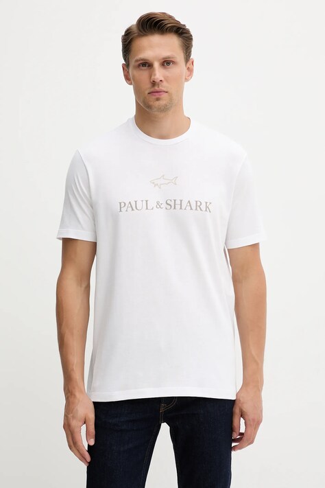 Paul&Shark t-shirt bawełniany Knitwear męski kolor biały z aplikacją 15311629