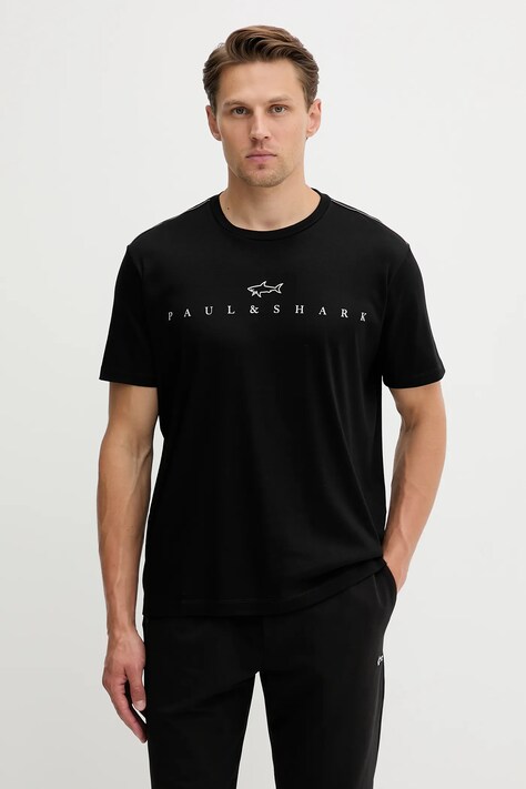 Paul&Shark t-shirt Knitwear męski kolor czarny z nadrukiem 15311635