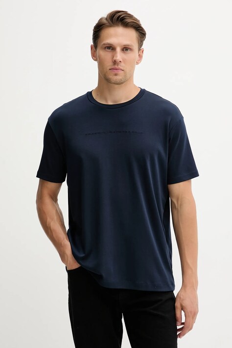 Paul&Shark t-shirt bawełniany Knitwear męski kolor granatowy gładki 15311636