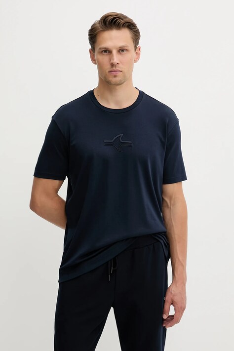 Paul&Shark t-shirt bawełniany Knitwear męski kolor granatowy z aplikacją 15311641
