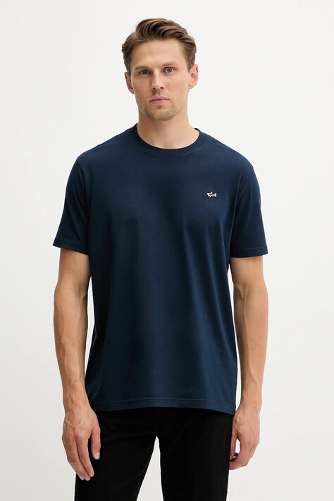 Paul&Shark t-shirt bawełniany Knitwear męski kolor granatowy gładki 99311005