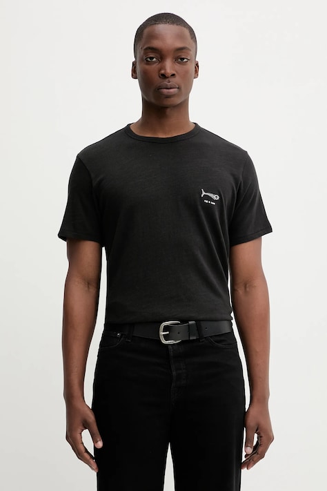 Bavlněné tričko Rag & Bone pánské, černá barva, s aplikací, RF3825FT2GM