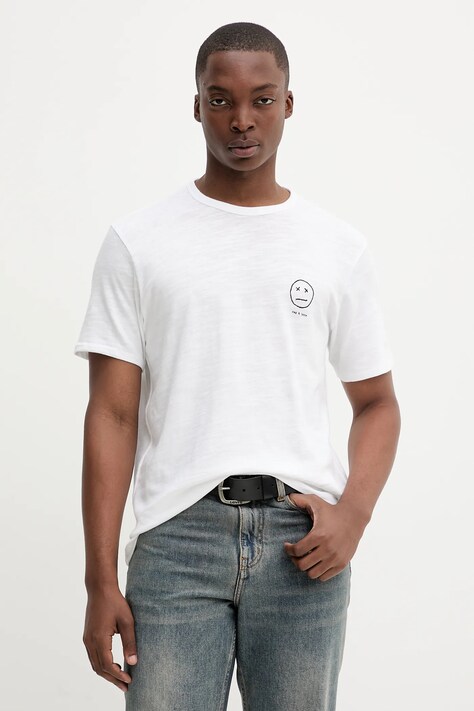 Rag & Bone t-shirt bawełniany męski kolor biały z aplikacją RF4625FT2GM