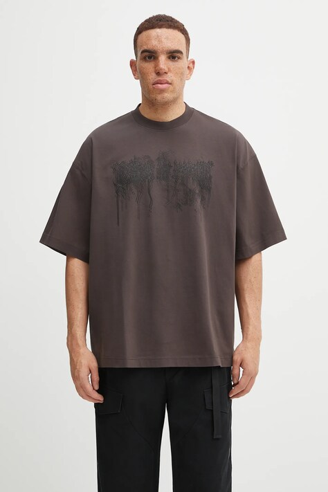 VETEMENTS t-shirt bawełniany Cof Double Dripping Logo Regular męski kolor brązowy z nadrukiem UCF76TR450C