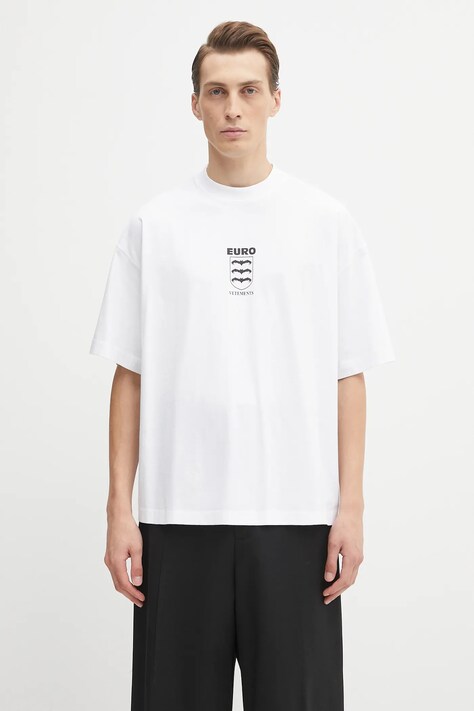 VETEMENTS t-shirt bawełniany Bats Logo Regular męski kolor biały z nadrukiem UH76TR650W