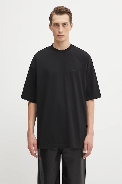 Βαμβακερό μπλουζάκι VETEMENTS Logo Regular ανδρικά, χρώμα: μαύρο, UH76TR100B