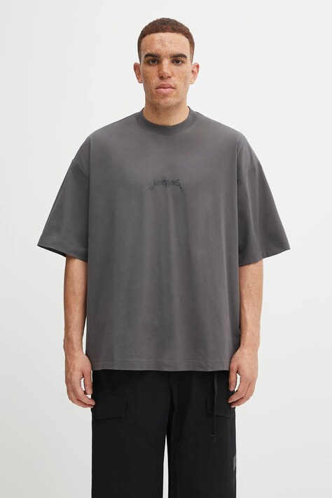 VETEMENTS t-shirt bawełniany Metal Logo Regular męski kolor szary z nadrukiem UH76TR600M