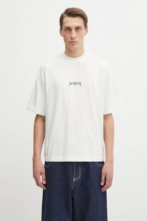 VETEMENTS t-shirt bawełniany Metal Logo Regular męski kolor beżowy z nadrukiem UH76TR600I