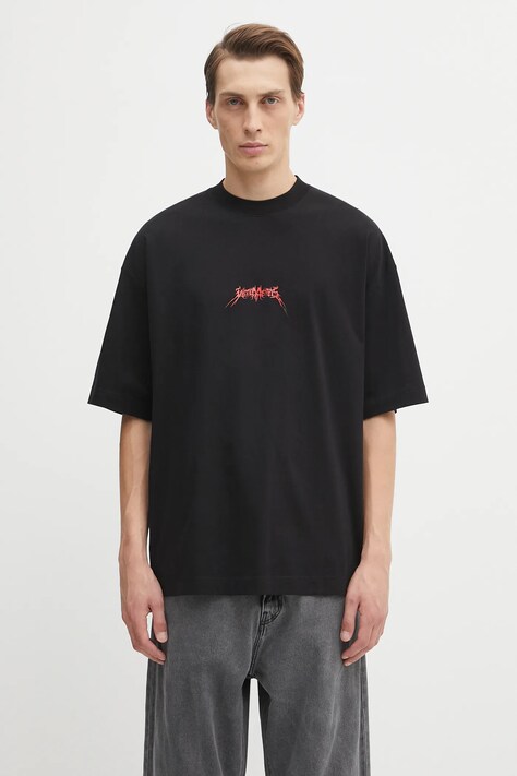 VETEMENTS t-shirt bawełniany Metal Logo Regular męski kolor czarny z nadrukiem UH76TR600B
