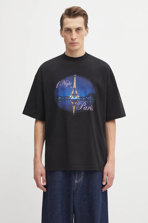 VETEMENTS t-shirt bawełniany Night In Paris Oversized męski kolor czarny z nadrukiem UH76TR410B
