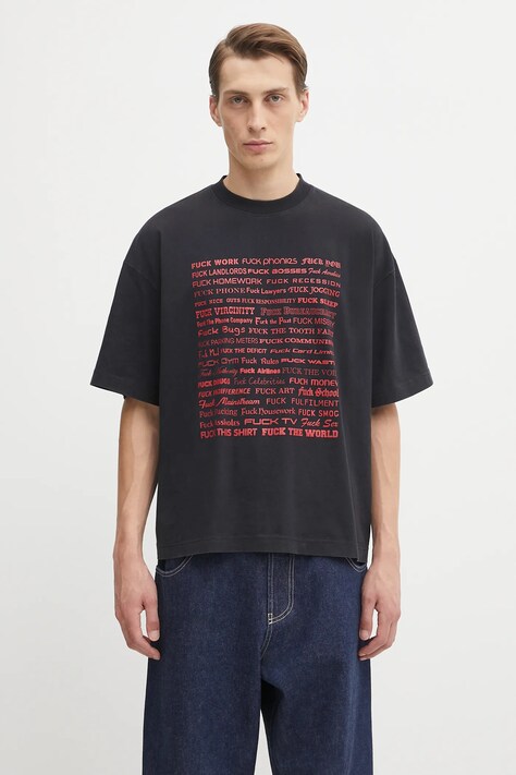 VETEMENTS t-shirt bawełniany Fuck Regular męski kolor czarny z nadrukiem UH76TR660B