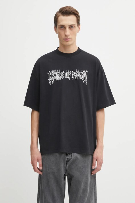 VETEMENTS t-shirt bawełniany Cof Logo Regular męski kolor czarny z nadrukiem UCF76TR100B